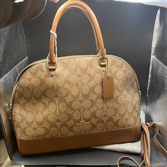 Coach Handbags - Coach Sierra Satchel 2 signature Canvas Khaki Brown Leather Bag